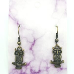 bronze owl earrings