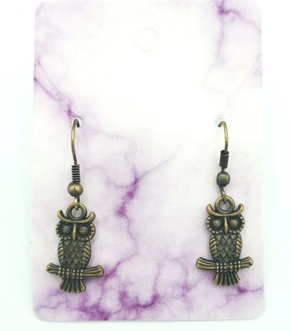 bronze owl earrings