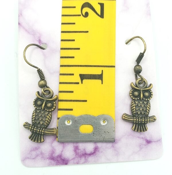 bronze owl earrings