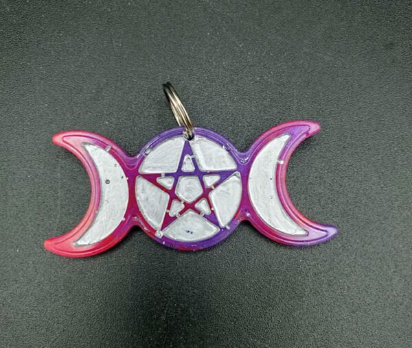 Pentacle Triple Moon necklace, keychain, or ornament